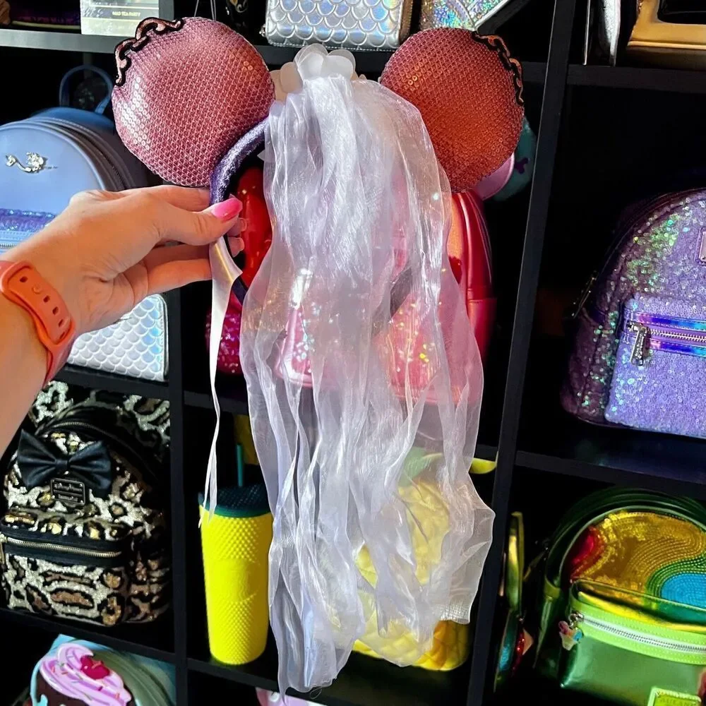 NEW Ghost Bride Ears with Veil Headband The Haunted Mansion NWT Disney Minnie